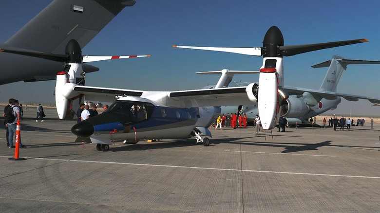 Leonardo AW609 tilt rotor aircraft on tarmac