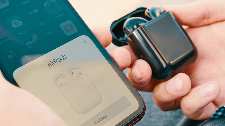 Connecting black custom AirPods to iPhone