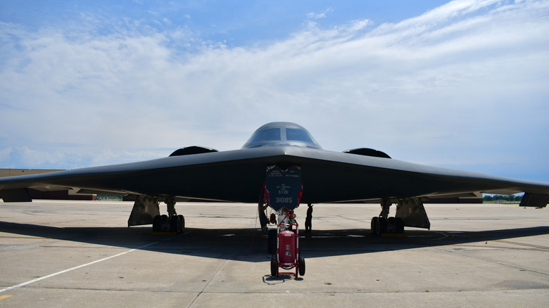 B2 bomber parked on airfield apron