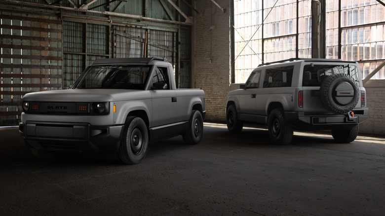 Slate electric pickup and SUV.