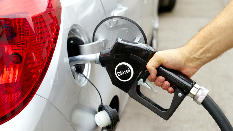 Filling a car with diesel