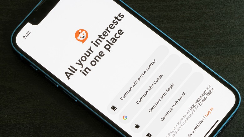 Reddit's landing page on a smartphone.