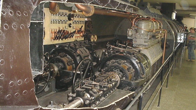 A cutout from the German U-Boat, the U-1, in a museum