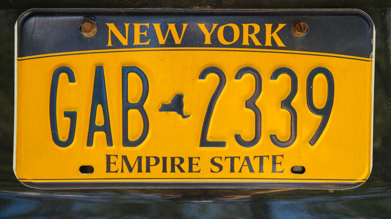 New York car registration plate