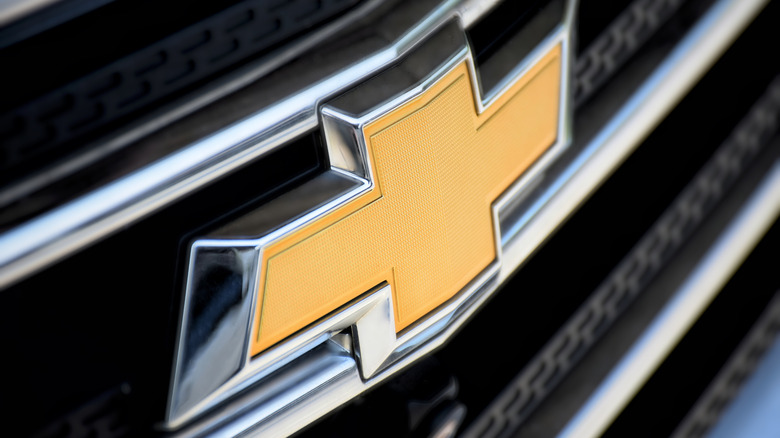 Close-up shot of Chevrolet's bowtie logo